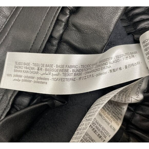 Zara Womens Black Leather A-Line Mini Skirt With Paperbag Waist Size L - Picture 6 of 7